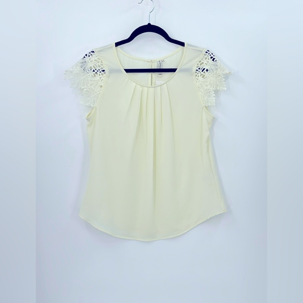 LeShop Crochet Short Sleeve Blouse